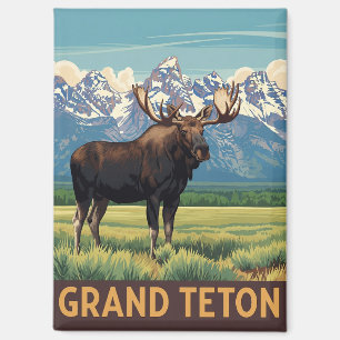 Vintage Moose in Grand Teton National Park Magnet