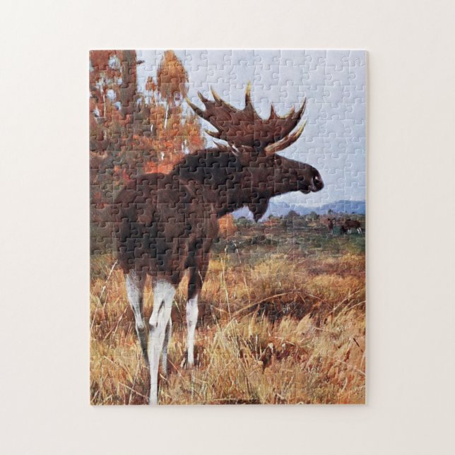 Vintage Moose Painting Jigsaw Puzzle (Vertical)