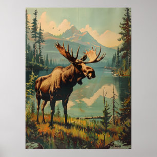 Vintage Moose Poster