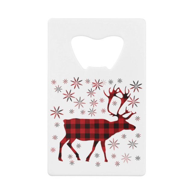 Vintage moose red plaid snowflakes (Front)