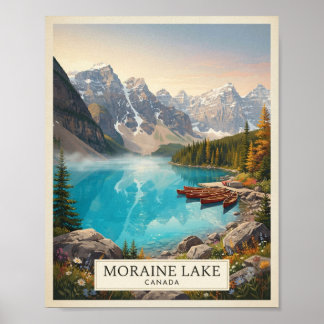 Vintage Moraine Lake Canada Travel Poster | Canada
