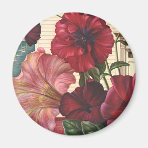 Vintage Morning Glory Flowers in the Garden Magnet