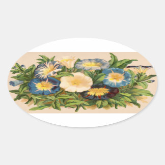Vintage Morning Glory Oval Sticker
