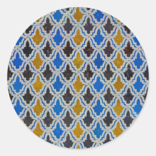 Vintage Moroccan Arabesque Tile Mosaic design Classic Round Sticker