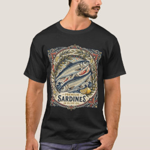 Vintage Moroccan Sardine Tin Retro Coastal Fish T-Shirt