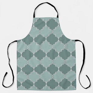 Vintage Moroccan trellis quatrefoil seamless patte Apron