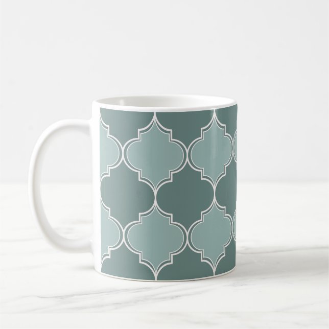 Vintage Moroccan trellis quatrefoil seamless patte Coffee Mug (Left)