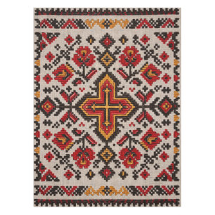 Vintage Moroccan Tribal Orange Floral Pattern Tablecloth