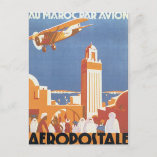Vintage Morocco Aeropostale Mosque Postcard