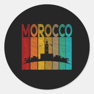 Vintage Morocco Shirt, I Love Morocco Map Morocco Classic Round Sticker
