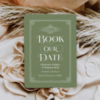 Vintage Moss Green Book Cover Wedding
