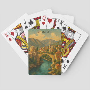 Vintage Mostar Bridge Bosnia Travel Playing Cards