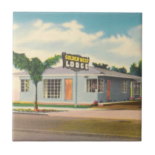 Vintage Motel, Golden West Lodge Hotel with Palms Ceramic Tile