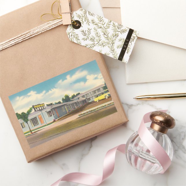 Vintage Motel, Golden West Lodge Hotel with Palms Rectangular Sticker (Gifting)