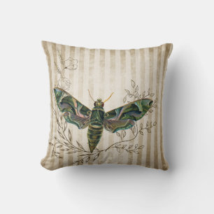 Vintage Moth and Floral Cushion