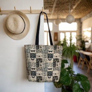 Vintage Moth & Botanical Grunge Halloween Collage Tote Bag