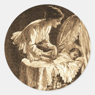 Vintage Mother and Baby Classic Round Sticker
