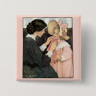 Vintage Mother and Child by Jessie Willcox Smith 15 Cm Square Badge