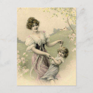 Vintage Mother and Child Dancing Postcard