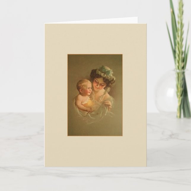 Vintage Mother and Child Note Card (Front)