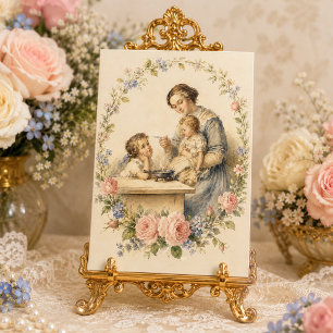 Vintage Mother and Child Roses Floral Card