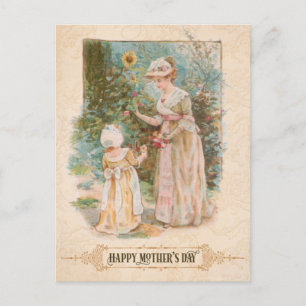 Vintage Mother and Child w/Mother's Day Greeting Holiday Postcard
