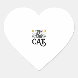 Vintage Mother Cat Shirt Design for Cat Moms_1 Heart Sticker