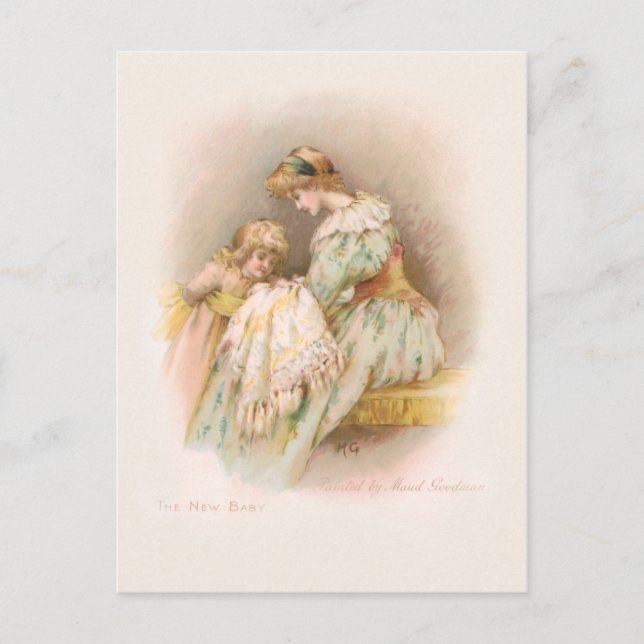 Vintage Mother, Child and New Baby Holiday Postcard (Front)