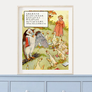 Vintage Mother Goose Nursery Rhyme ABC's Nursery  Poster