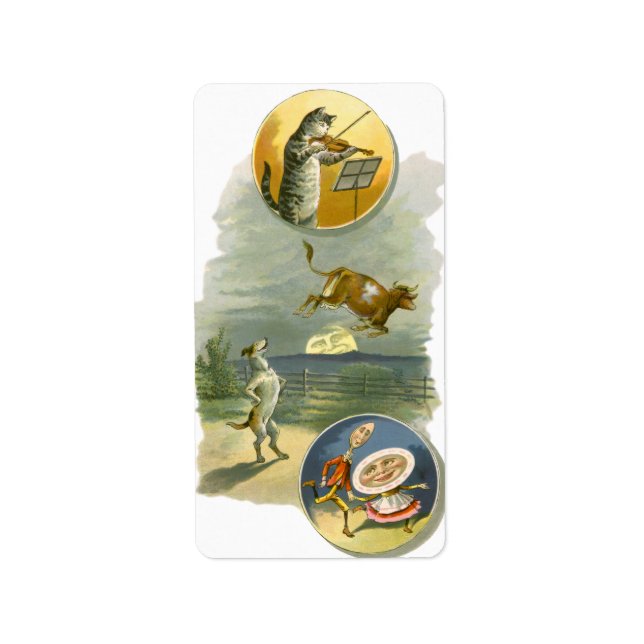 Vintage Mother Goose Nursery Rhyme Hey Diddle Label (Front)