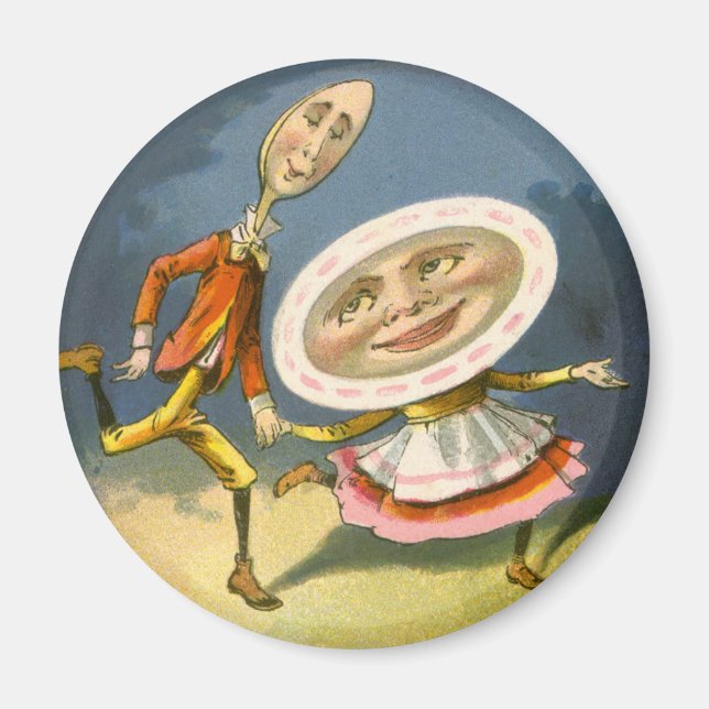 Vintage Mother Goose Nursery Rhyme Hey Diddle Magnet (Front)