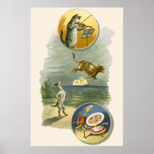 Vintage Mother Goose Nursery Rhyme Poem Poster