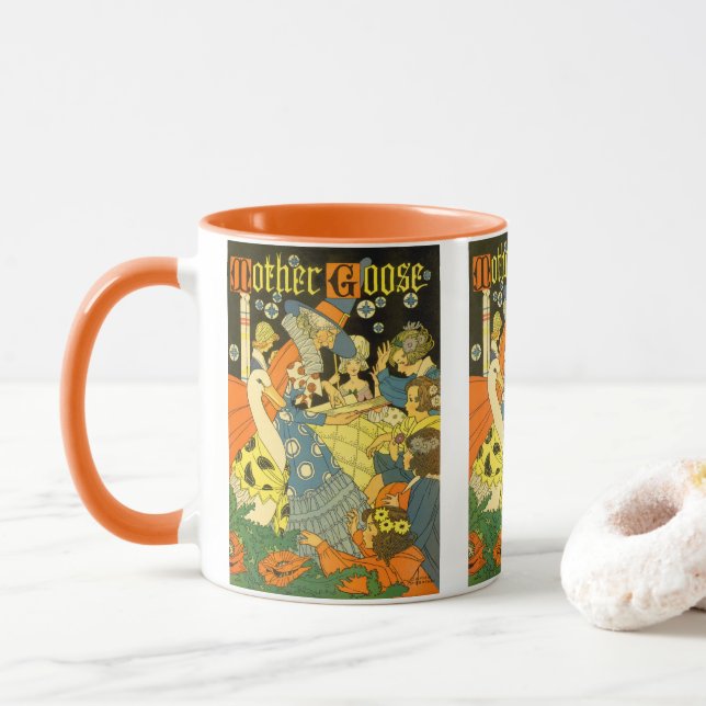 Vintage Mother Goose Reading Books to Children Mug (With Donut)