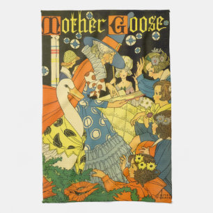 Vintage Mother Goose Reading Books to Children Tea Towel