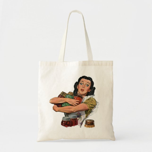 vintage mother, housewife, canning retro 50s  tote bag (Front)