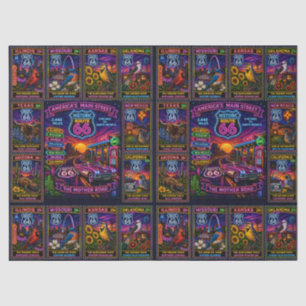 Vintage Mother Road Heritage Stamp Pattern Tissue Paper
