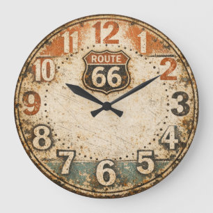 Vintage Mother Road Weathered Garage Decor   Large Clock