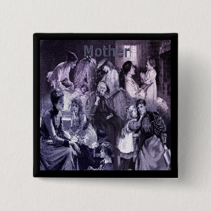 Vintage Mothers and Children Collage Mother's Day 15 Cm Square Badge