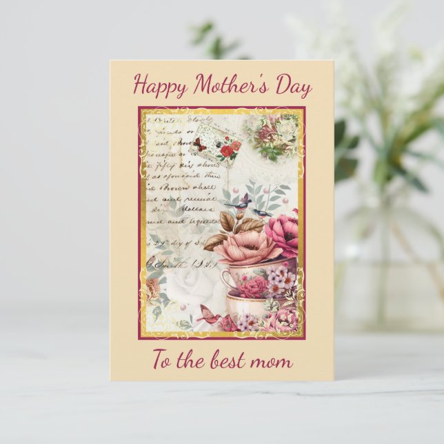 Vintage Mother's Day Collage Card (Standing Front)
