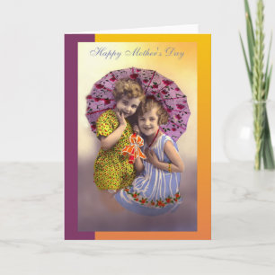 Vintage Mothers Day Girls Card