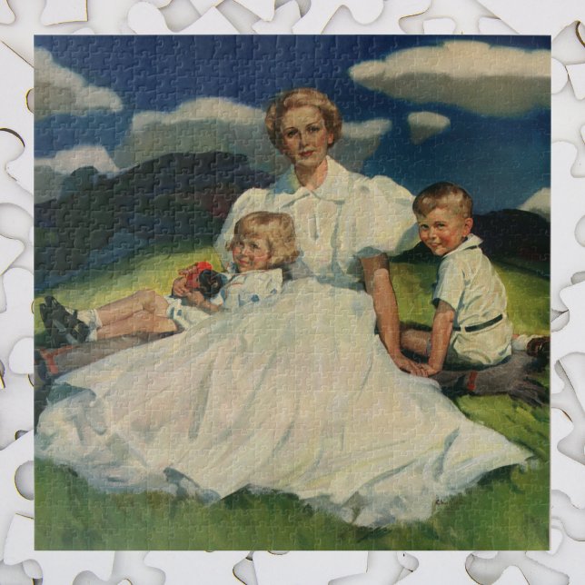 Vintage Mother's Day, Mom with Children Jigsaw Puzzle (Creator Uploaded)