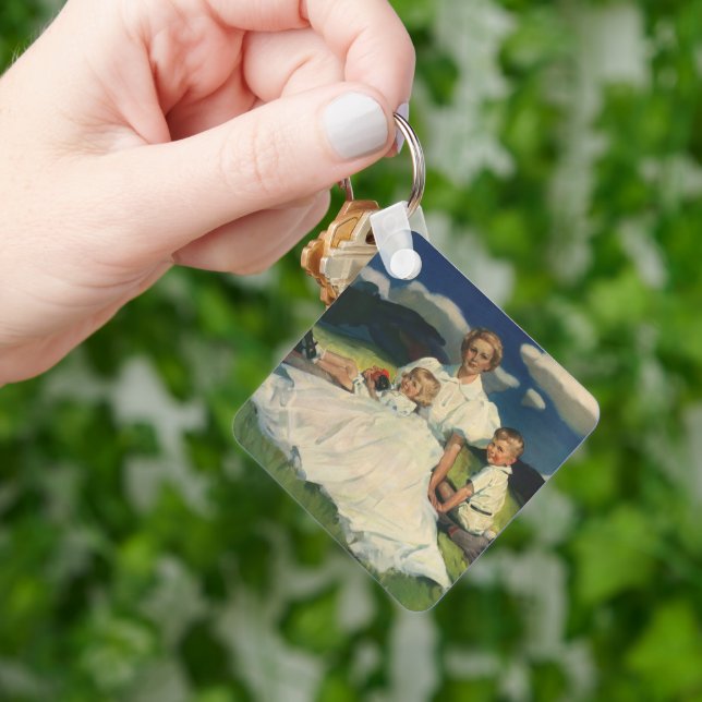Vintage Mother's Day, Mum with Children Key Ring (Hand)