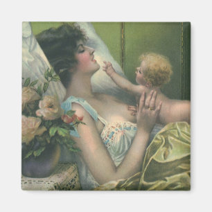 Vintage Mother's Day, Victorian Mum with Baby Magnet