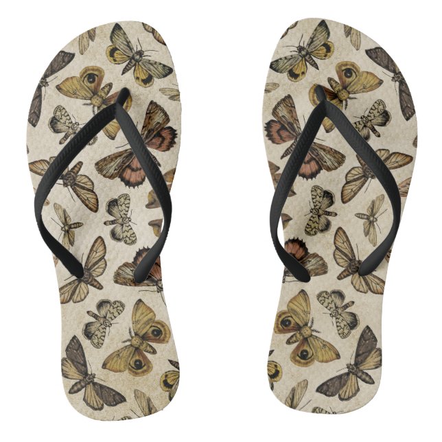 Vintage Moths Flip Flops (Footbed)