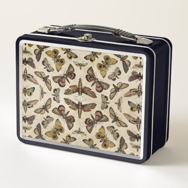 Vintage Moths Metal Lunch Box (Front)