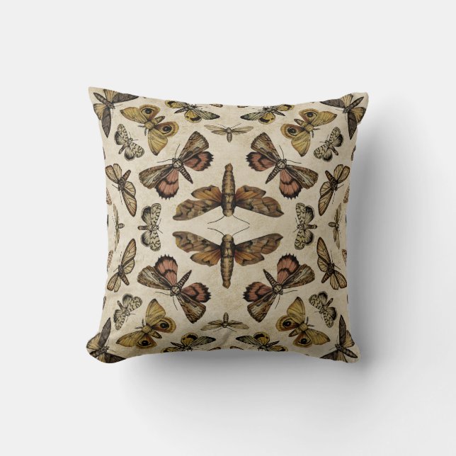 Vintage Moths Pillow (Front)