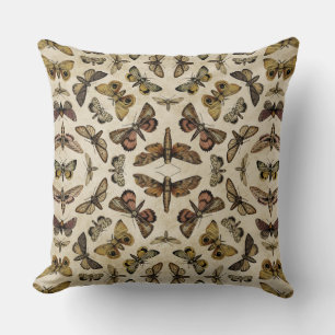 Vintage Moths Square Throw Pillow
