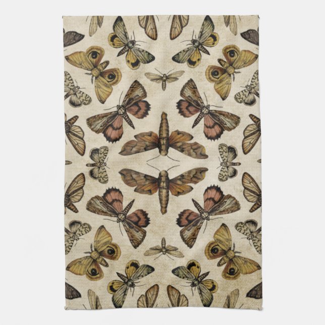 Vintage Moths Tea Towel (Vertical)