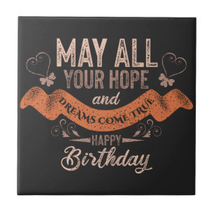 Vintage Motivational Happy birthday wishes Ceramic Tile