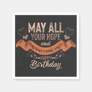 Vintage Motivational Happy birthday wishes Napkin